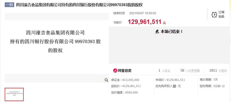 四川信托讨债,濠吉食品所持1亿股宏达股份4.7亿元拍卖