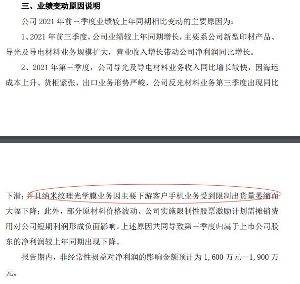 苏大维格三季度净利润为-473.5万至826.5万:华为手机对公司业绩影响成谜