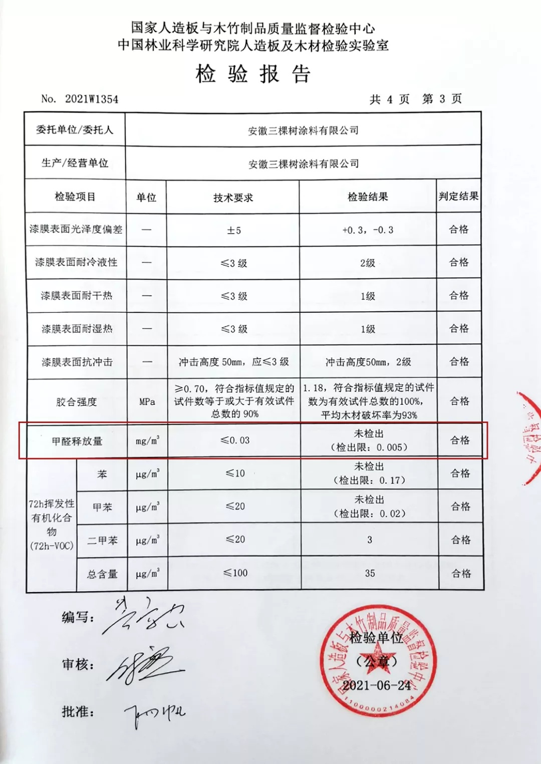 小森科创饰面板甲醛释放量检测报告 小森科创饰面板甲醛释放量检测报告
