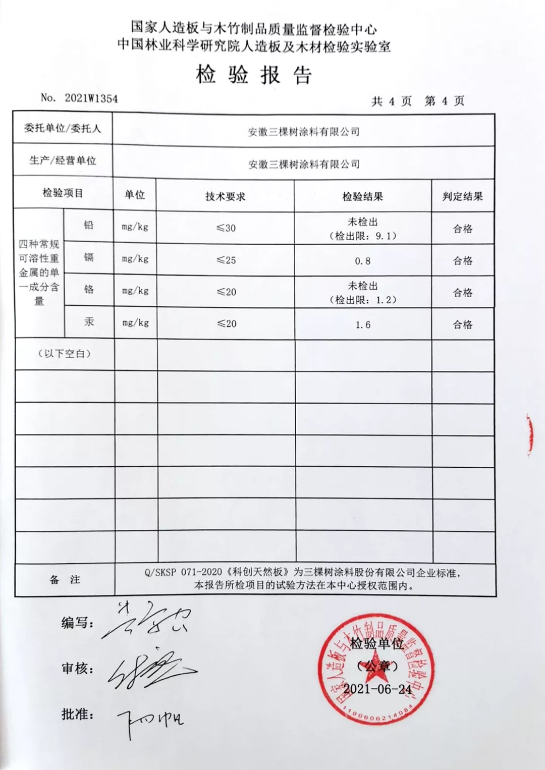 小森科创饰面板甲醛释放量检测报告 小森科创饰面板甲醛释放量检测报告