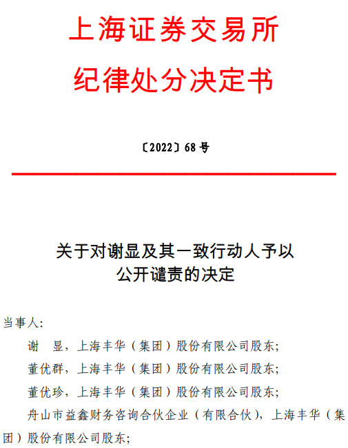 上海证券交易所纪律处分决定书