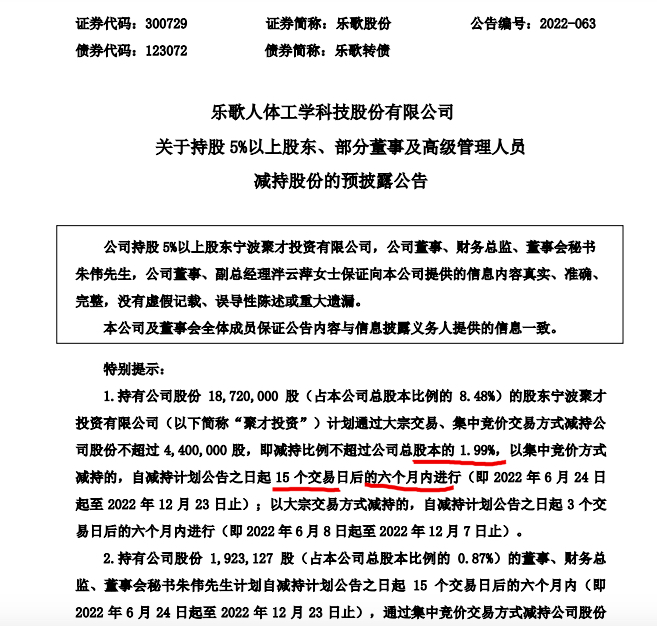 乐歌股份:股东聚才投资等拟减持不超2.28%股份 乐歌股份:股东聚才投资等拟减持不超2.28%股份