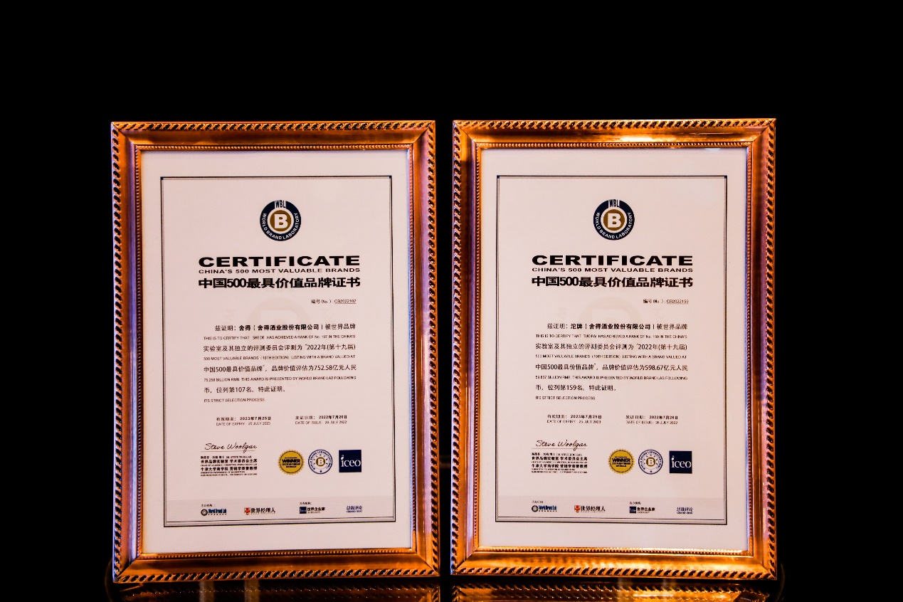 点击看大图 老酒战略进入红利期舍得酒业以1351.25亿再攀品牌价值高峰