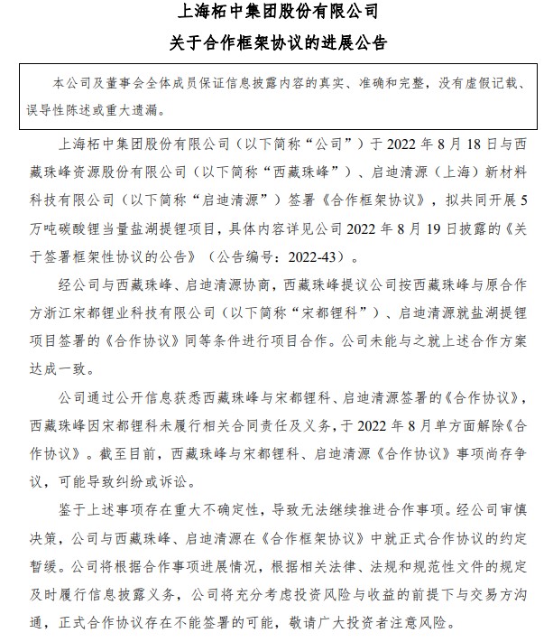 点击看大图 股价大跌触及跌停!西藏珠峰盐湖提锂项目再度生变,上交所紧急问询!网友:凭借一己之力带崩了整个板块