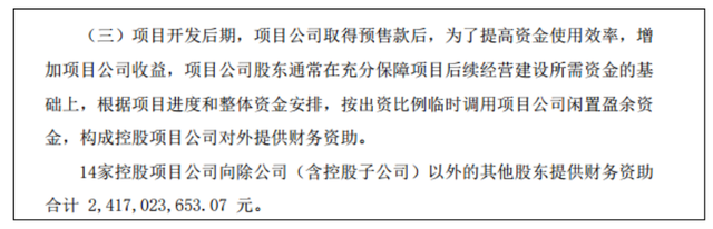 图为:北京首都开发股份有限公司发布的关于对外提供财务资助的公告截图图片来源:金地集团公告