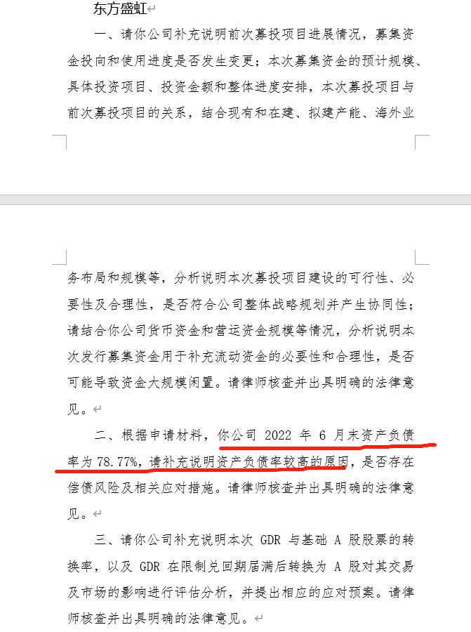 东方盛虹境外上市获反馈意见:今年6月底资产负债率78.77%,证监会追问资产负债率较高原因 东方盛虹境外上市获反馈意见:今年6月底资产负债率78.77%,证监会追问资产负债率较高原因