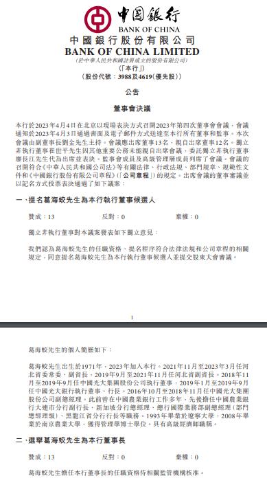 点击看大图 葛海蛟担任中国银行董事长!