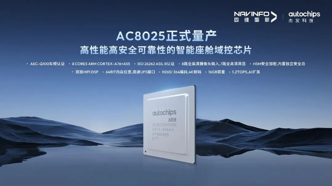 四维图新座舱域控SoC芯片AC8025正式量产,预计出货规模近百万颗