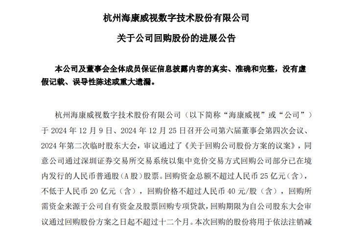 海康威视回购稿件