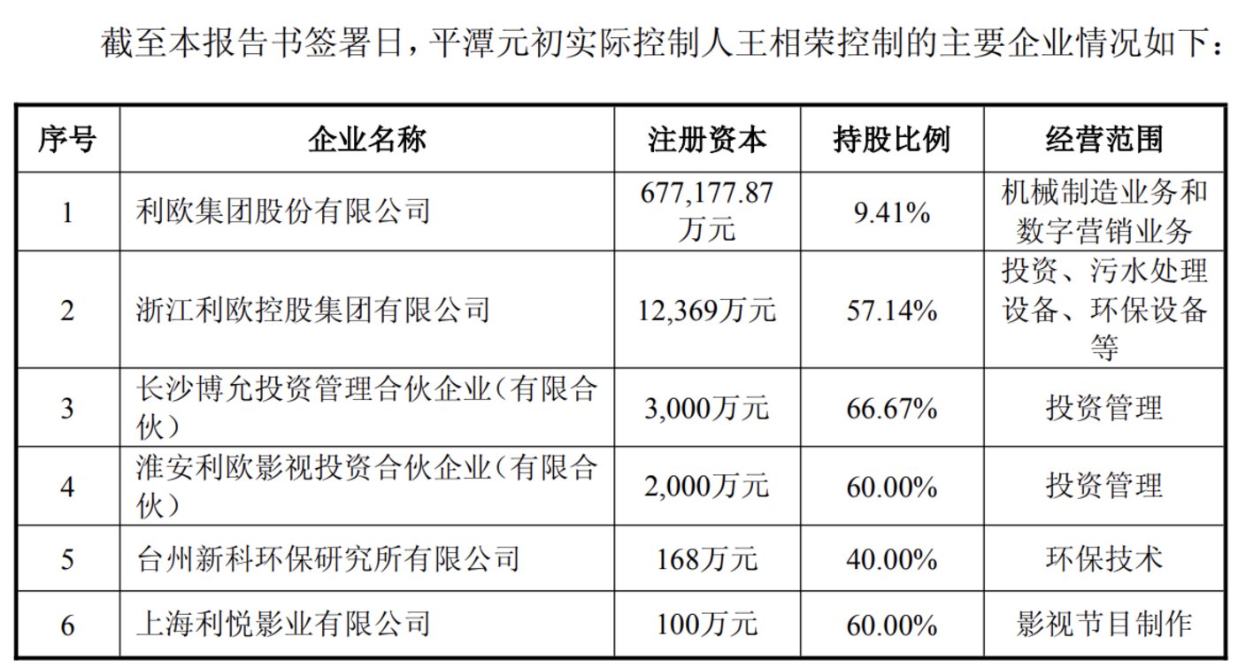 王相荣旗下主要企业