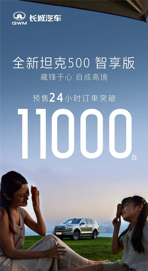 36万起售大把人定全新坦克500预售24小时订单超1.1万台
