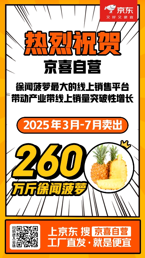 京东京喜自营成徐闻菠萝最大线上销售平台销量超260万斤