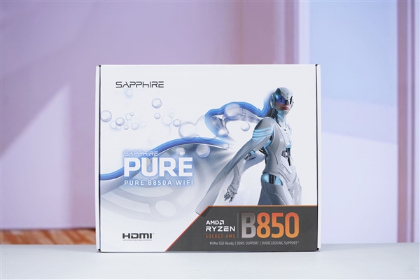 跑满AMD R9 9950X3D！蓝宝石PURE极地B850A WIFI主板图赏