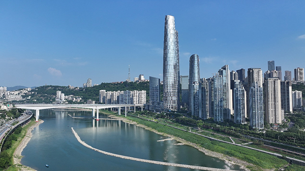 重庆国际商务区、陆海国际中心（重庆100）实景照片。重庆万科供图
