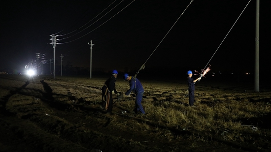 千里驰援抗台风贵州长顺供电局奋战广东湛江助万余户复电_fororder_长顺小队在湛江连夜施工.JPG